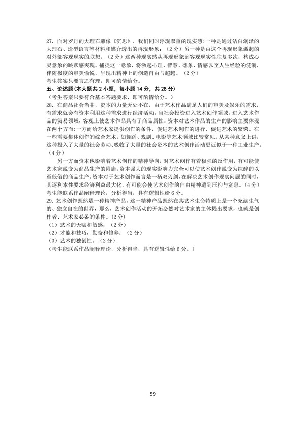 2015年广东专插本考试艺术概论真题答案