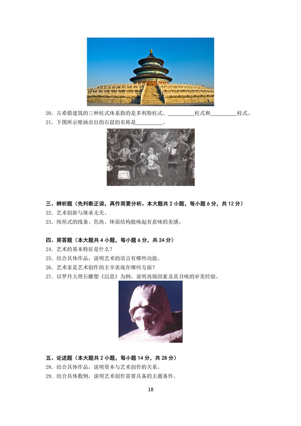 2015年广东专插本考试艺术概论真题