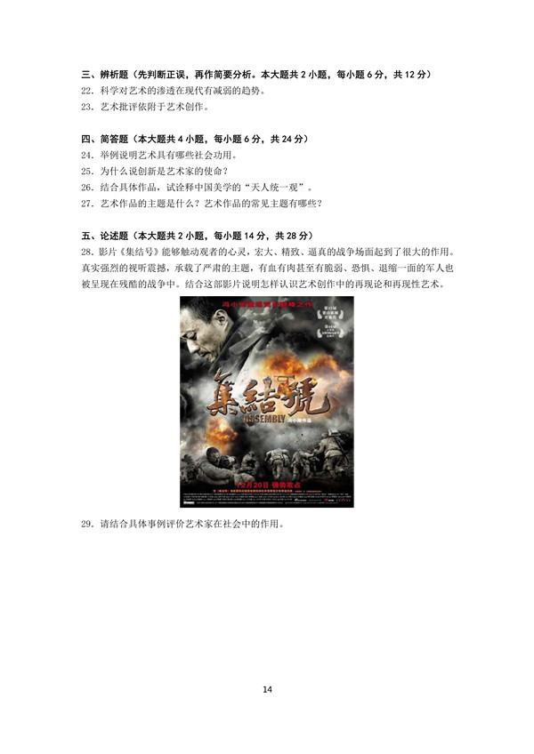 2016年广东专插本考试艺术概论真题