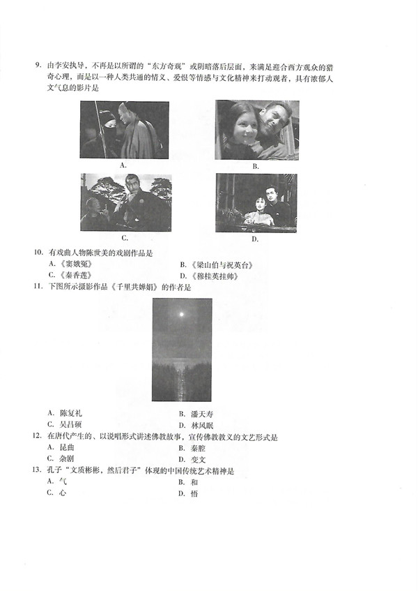 2019年广东专插本考试艺术概论真题